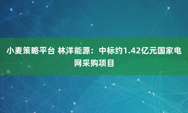 小麦策略平台 林洋能源：中标约1.42亿元国家电网采购项目