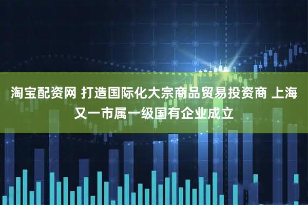 淘宝配资网 打造国际化大宗商品贸易投资商 上海又一市属一级国有企业成立